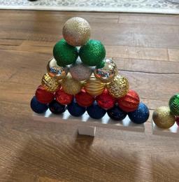 Christmas tree made of ball ornaments