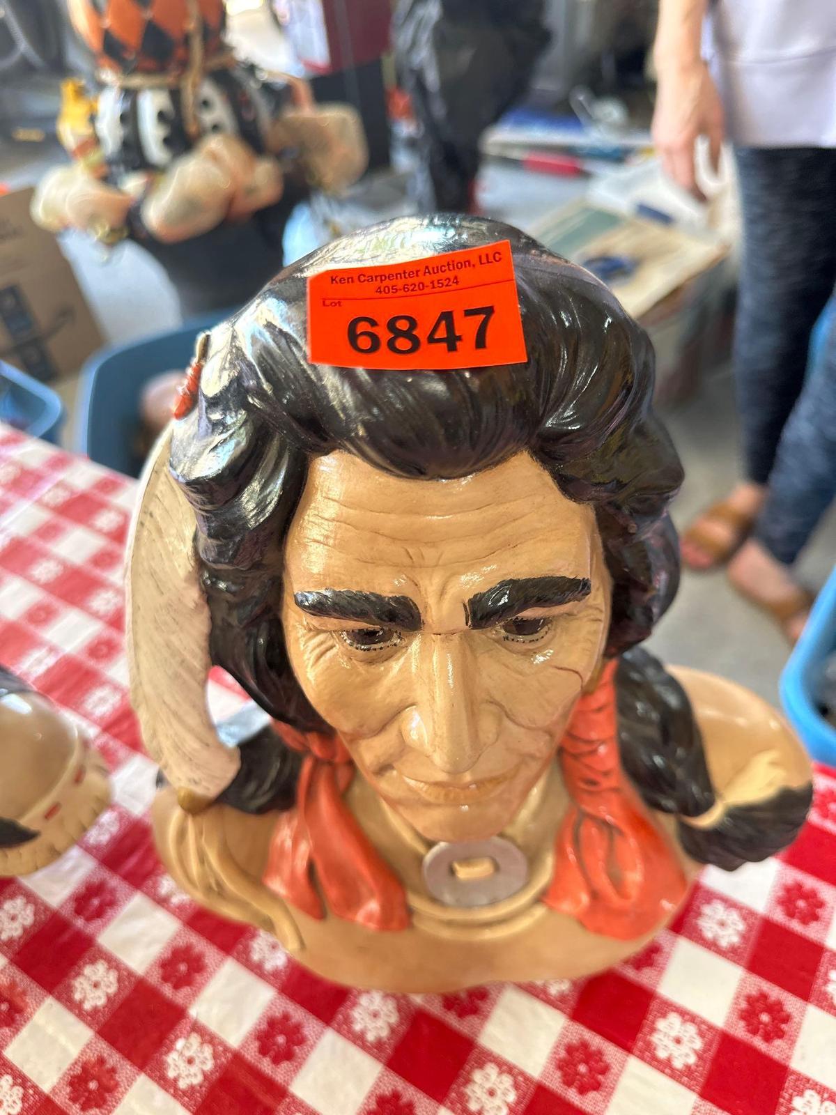 ceramic native man head