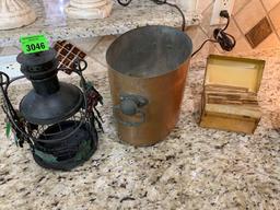 vintage recipes in box copper tub decor