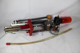 Lee Pro turret reloading press with two 4 die turrets with dies. Used.