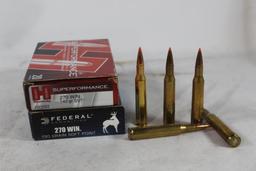 Two boxes of 270 Win. One box of Hornady 140 gr SST and partial box of Federal 130 gr SP. Count 30.