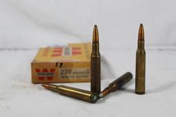 Partial box of Winchester 270 Win 100 gr PSP. Count 19.