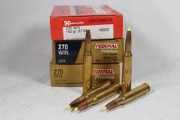 Three boxes of 270 Win. One Hornady 140 gr BTSP and two Federal, one 130 gr Nosler Ballistic tip and