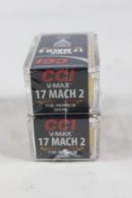 Two boxes of CCI 17 Mach 2, 17gr V-Max. Count 100.