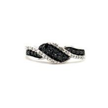 14k White Gold Black & White Diamond Pave Cocktail Ring