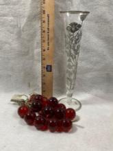 Silver Plate Bud Vase With Composite Decorative Grapes