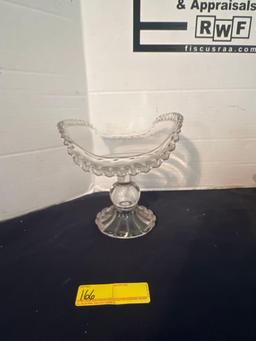 Curved ruffled Glass Candy Dish