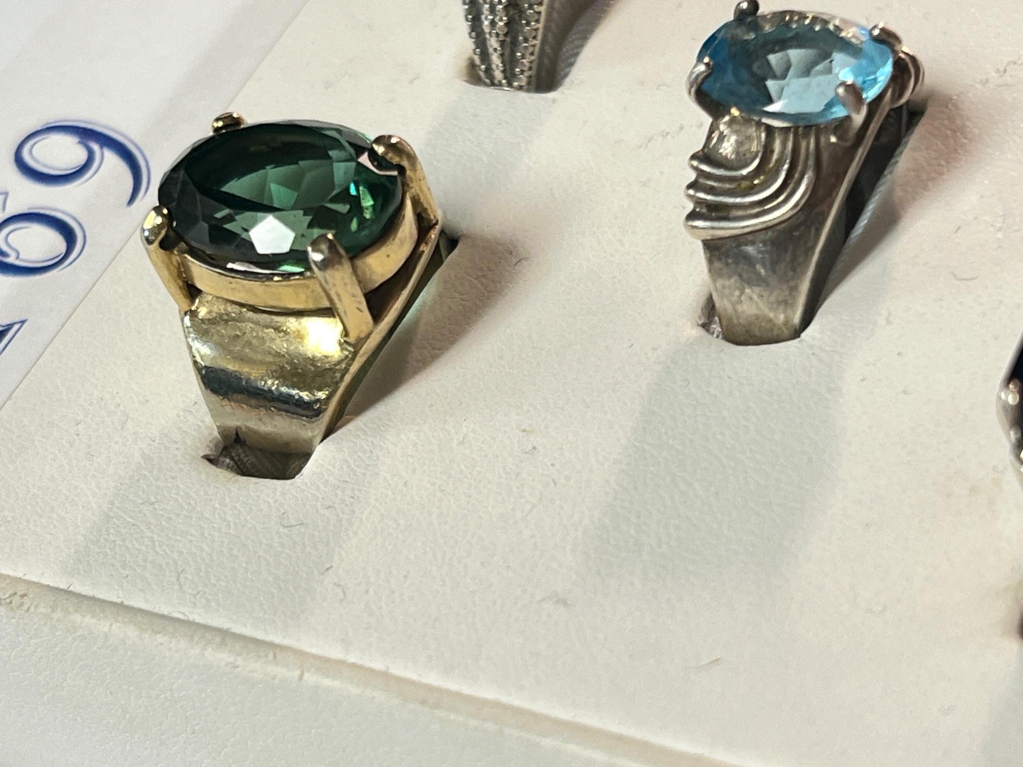 (5) STERLING RINGS WITH GEMSTONES