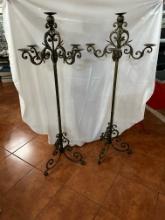PAIR OF WROUGHT IROM CANDLEABRAS - 60" TALL