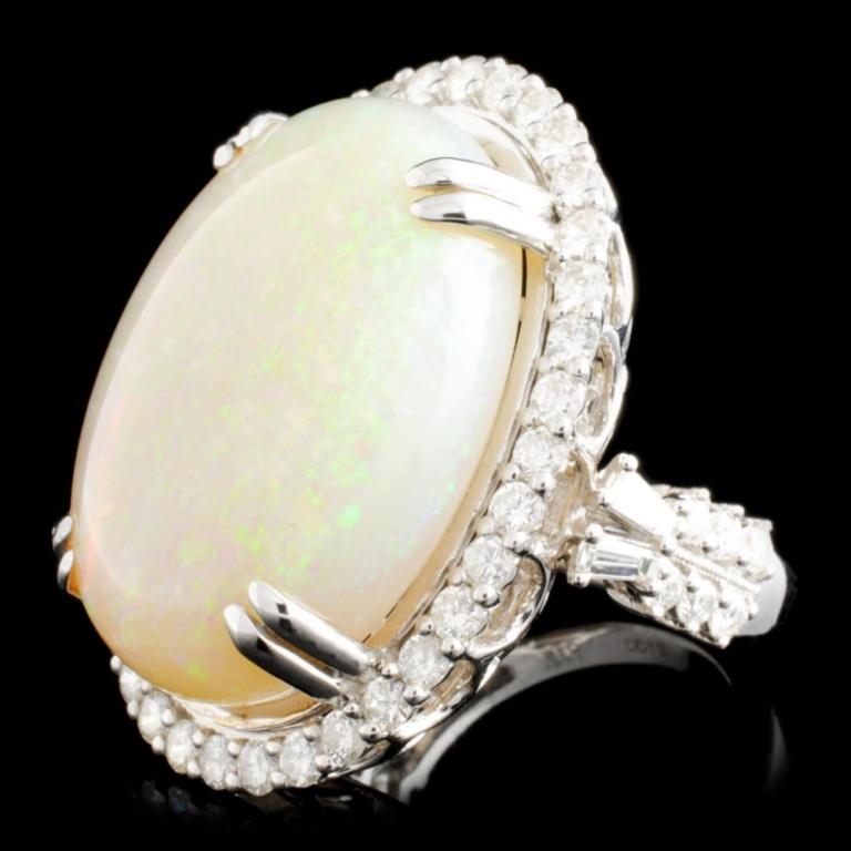 18K Gold 21.00ct Opal & 1.68ctw Diamond Ring