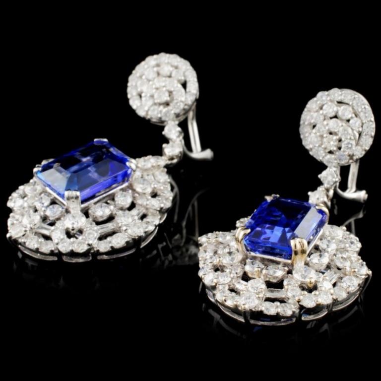 18K Gold 6.22ctw Tanzanite & 3.65ctw Diamond Earri