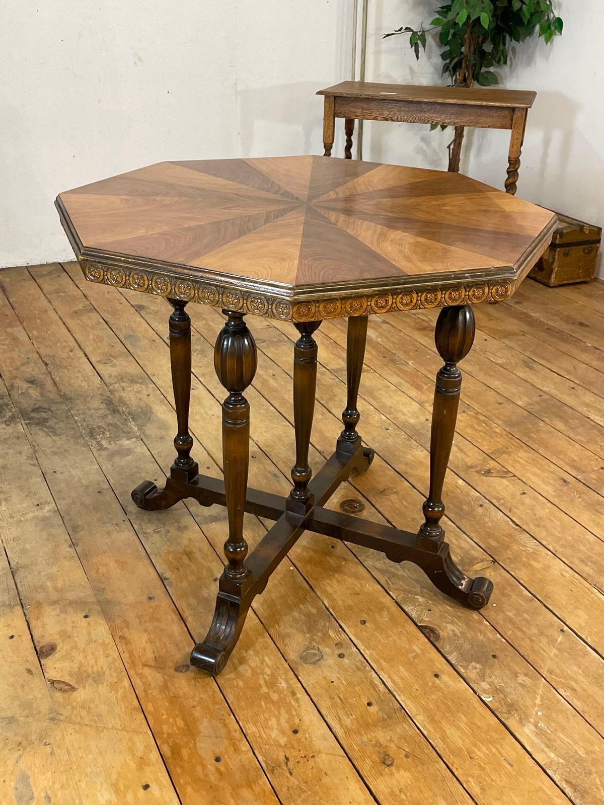 Walnut Octagonal Game Table Circa early 1900's