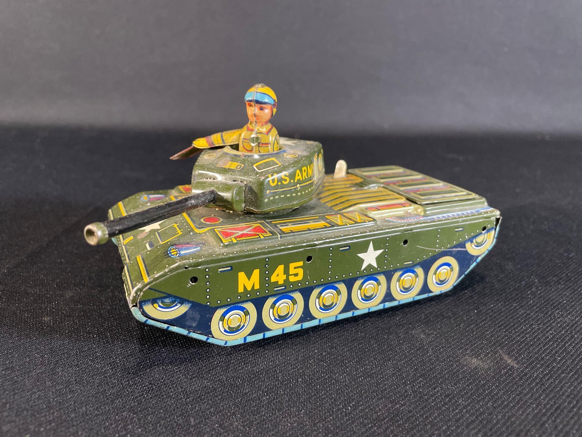 Yonezawa U.S. Army M45 Tin Litho Battery Operated Tank