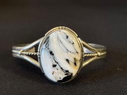 Native Sterling silver Cuff with White Buffalo Stone