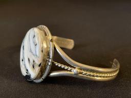 Native Sterling silver Cuff with White Buffalo Stone