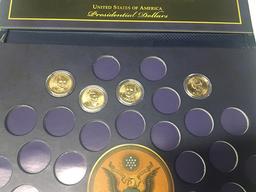 (3) Collector Albums of Presidental $1 Coins (only 4 Coins)