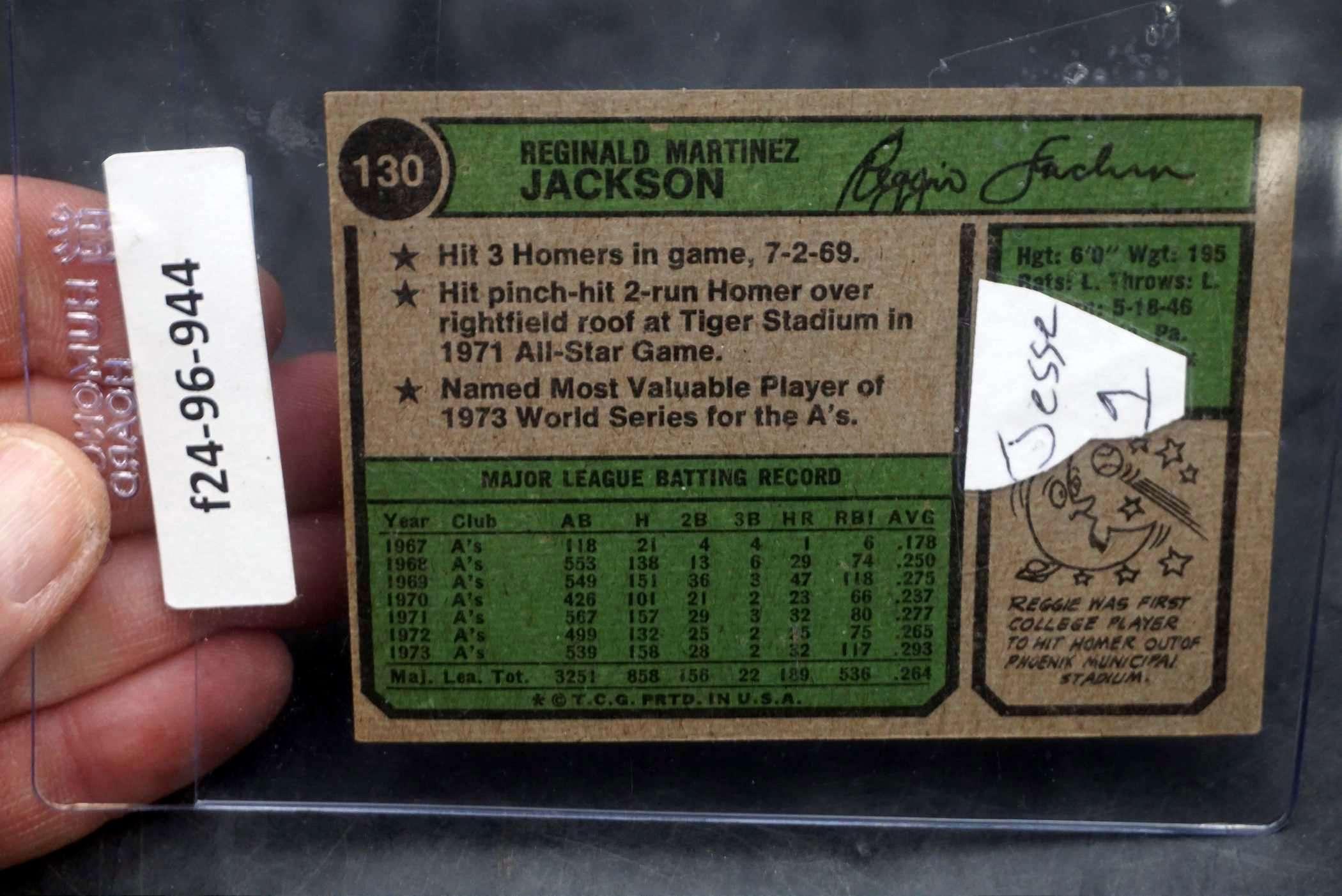 1974 Reggie Jackson Baseball Card