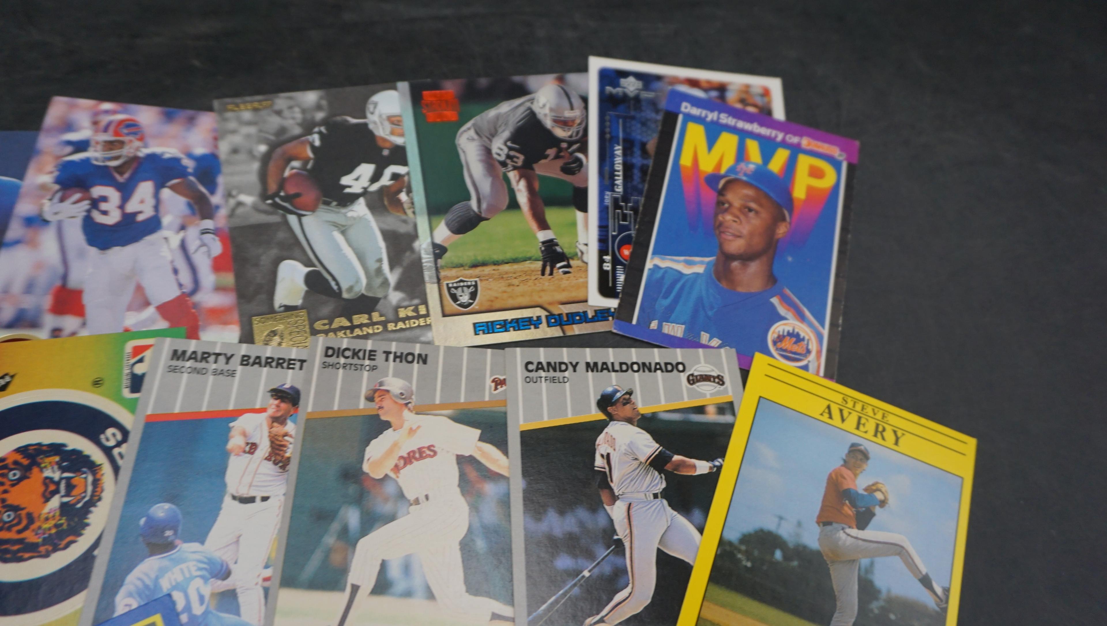 14 Baseball Cards & 6 Football Cards