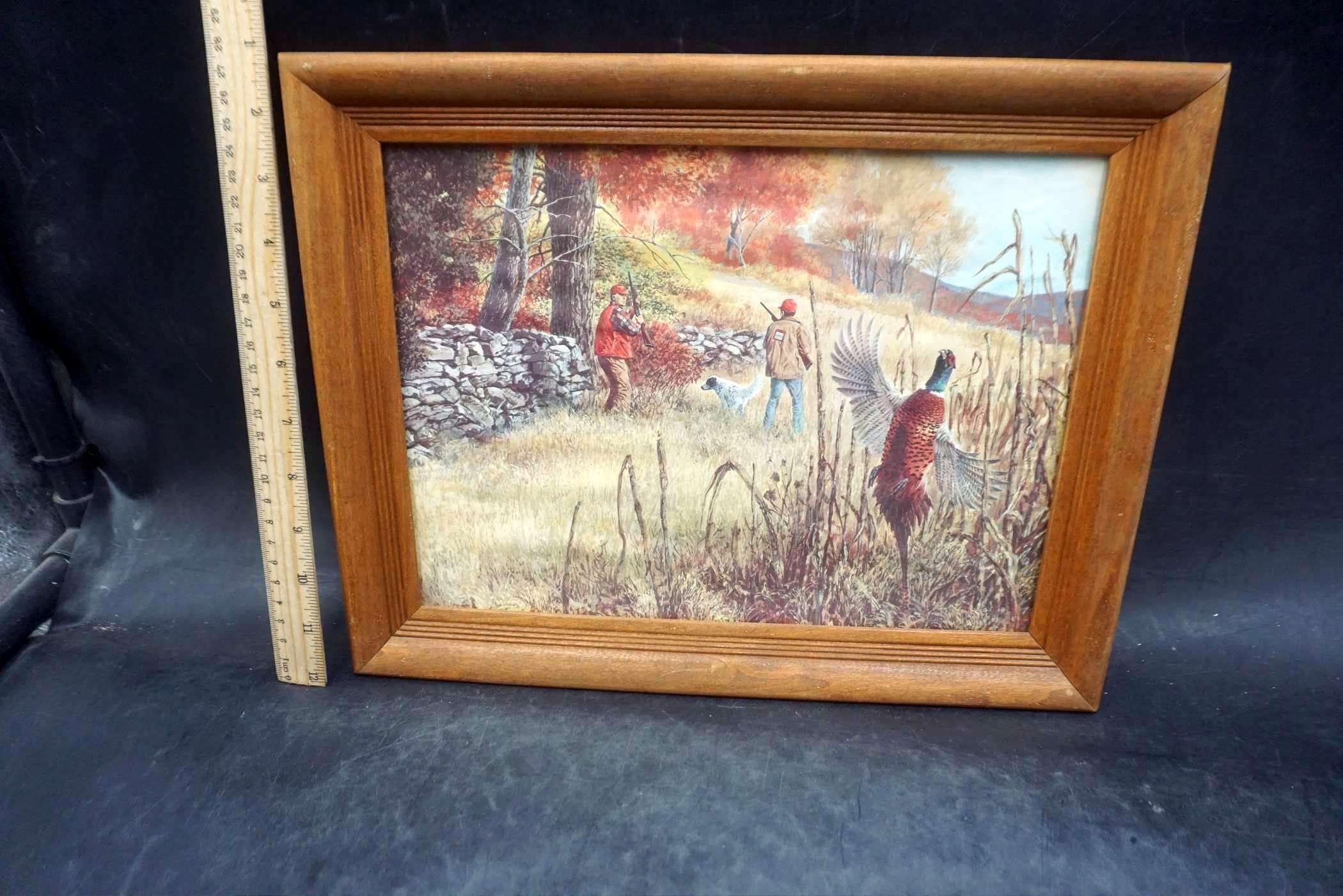 Framed Pheasant Hunting Picture