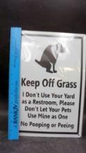 "Keep Off Grass" Metal Sign