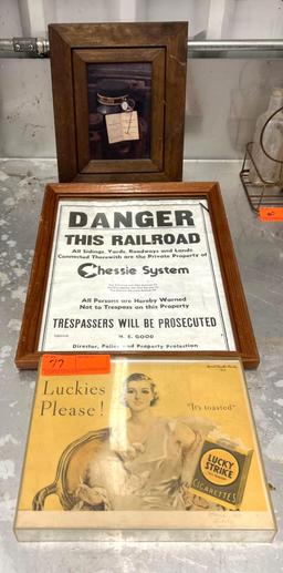 Railroad Memorabilia and Lucky Strike Cigarette Ad Memorabilia