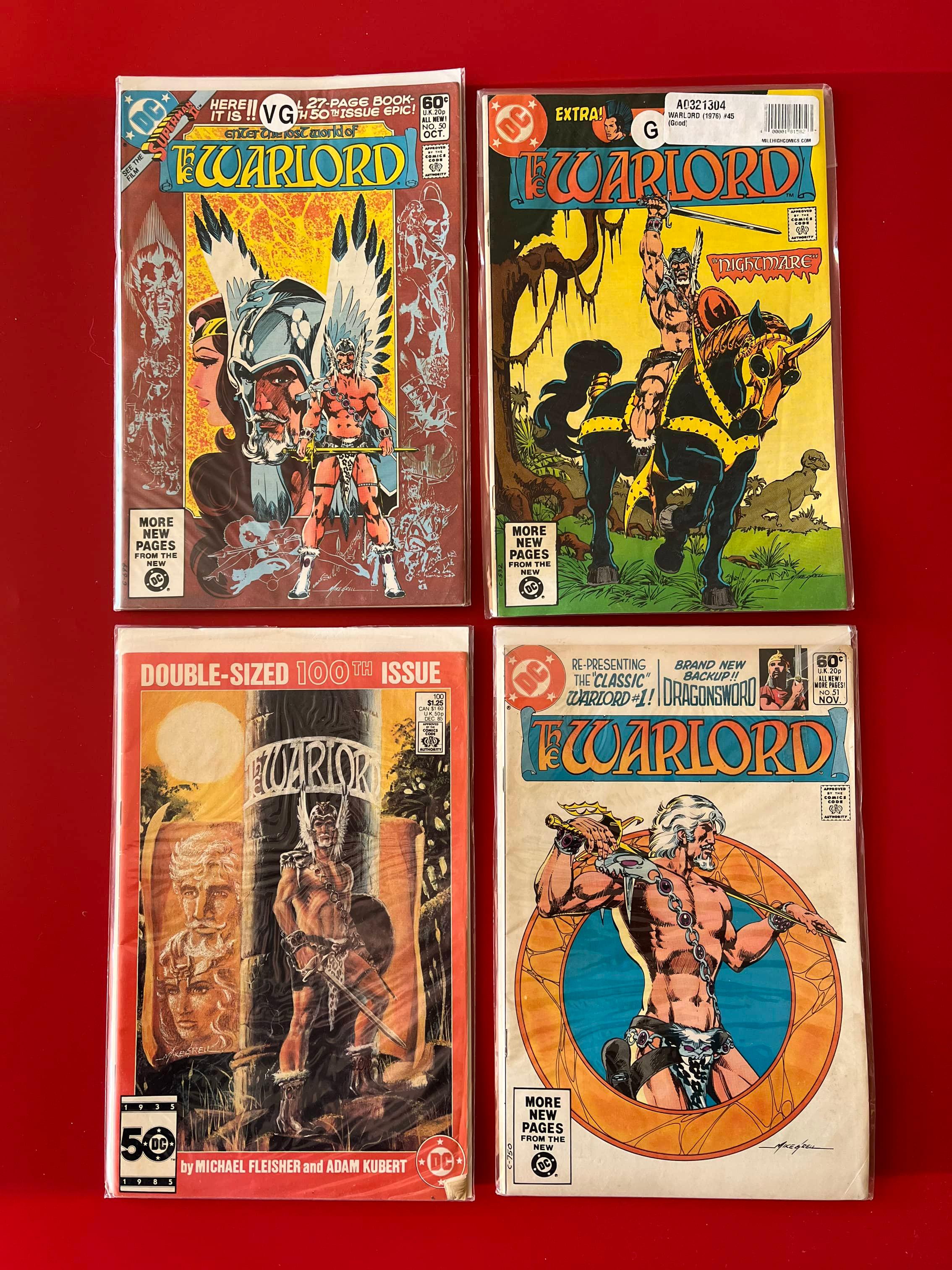 4 Issues The Warlord Comic #45 #50 #51 & #100 DC Comics Bronze Age