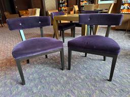 (2) 26"W x 22"D x 33"H Purple Fabric Cushion Seats & Backs Wood Frame Chairs