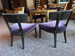 (2) 26"W x 22"D x 33"H Purple Fabric Cushion Seats & Backs Wood Frame Chairs