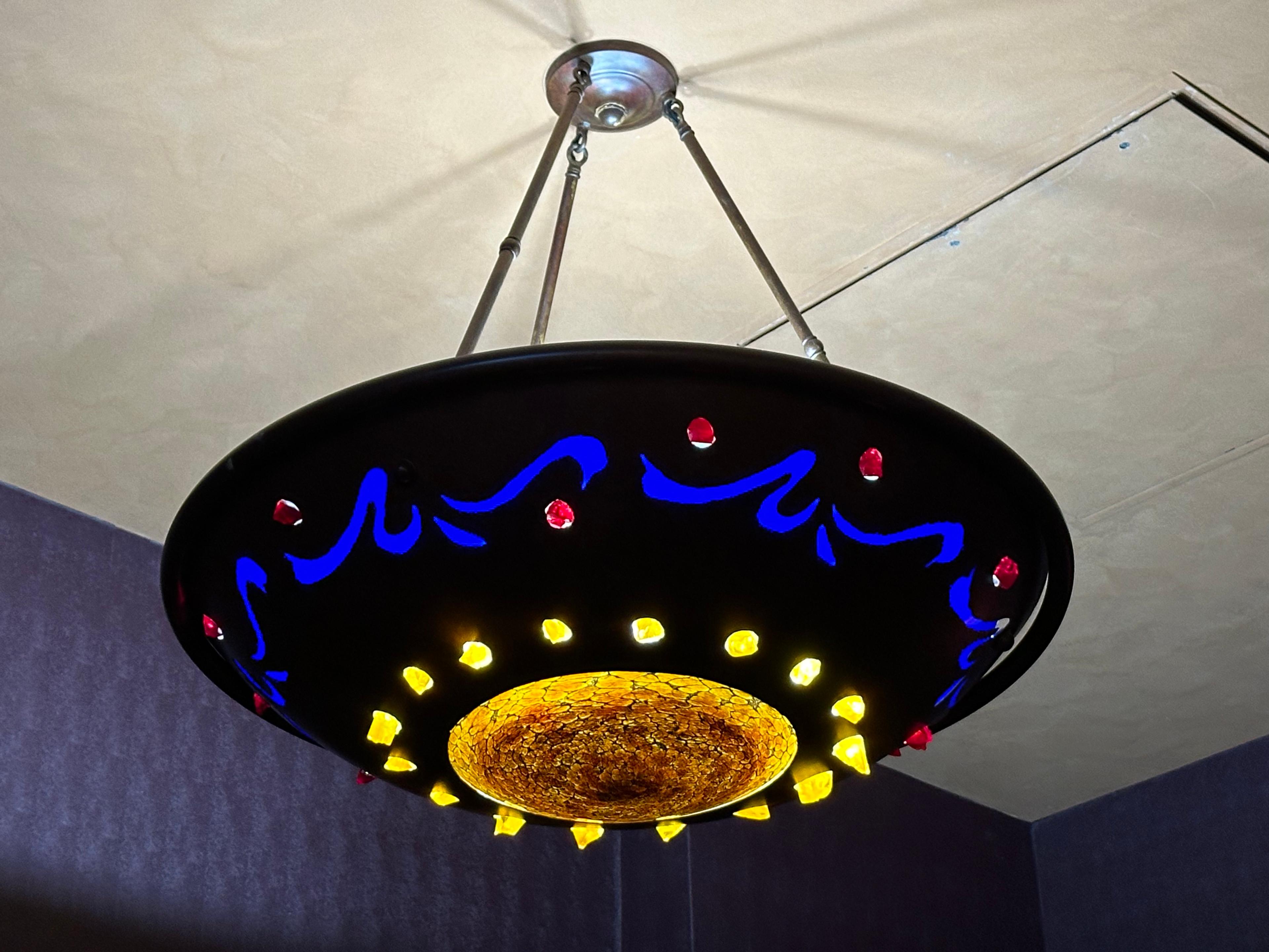 32" Round Saucer Multi-Color Decor Chandelier