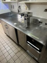 83.5"W x 27.5"D Stainless Steel 2dr. Worktop Refrigerator Beverage Station w/2 Tap Dispenser