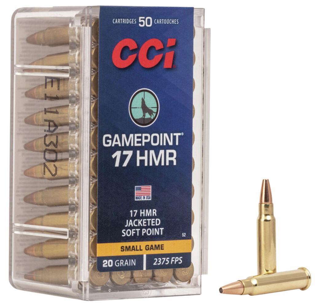 CCI 0052 Gamepoint 17 HMR 20 gr Jacketed Soft Point 50 Per Box