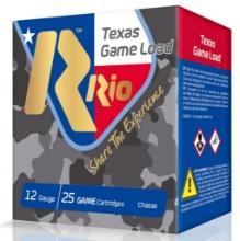 Rio Ammunition TGHV366TX Texas Game Load High Velocity 12 Gauge 2.75 1 14 oz 6 Shot 25 Per Box