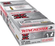 Winchester Ammo X17HMR1 Super X 17 HMR 20 gr 2375 fps Hornady XTP Hollow Point 50 Bx