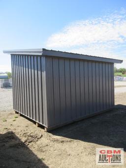 New 10'x12' Modern Style Garden Shed With Grey Metal, Treated Skids, Metals Screwed On, (Buyer Loads