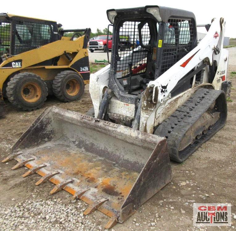 2018 Bobcat T595 Skid Steer Loader, Rubber Track, OROPS, 74hp Diesel, 2,103 Hrs, Foot Controls,