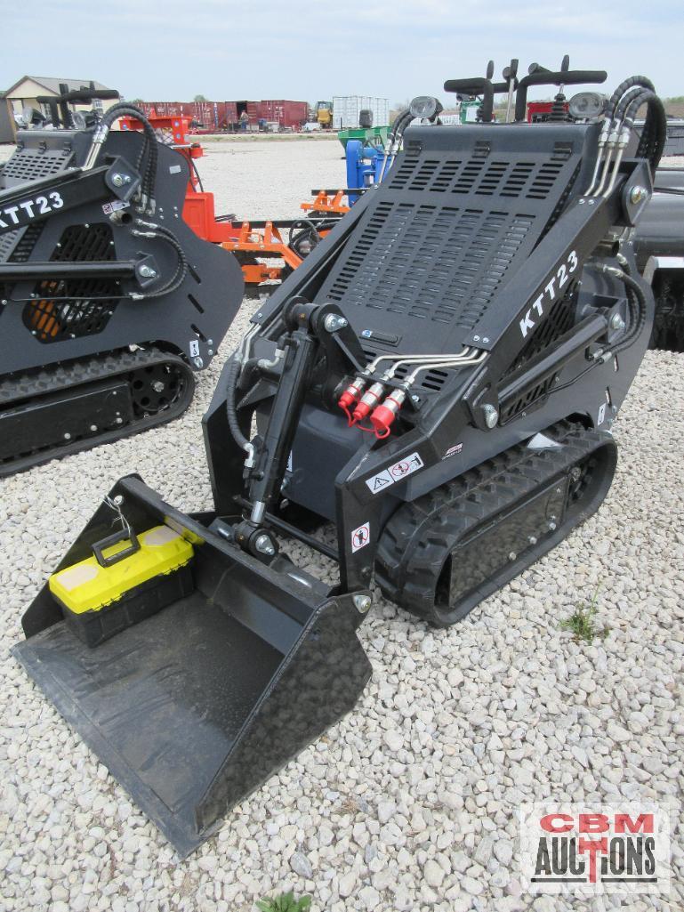 AGT KTT23 Mini Skid Steer Track Loader, 739cc Engine, Rubber Tracks, Quick Attach 32" Smooth Bucket,