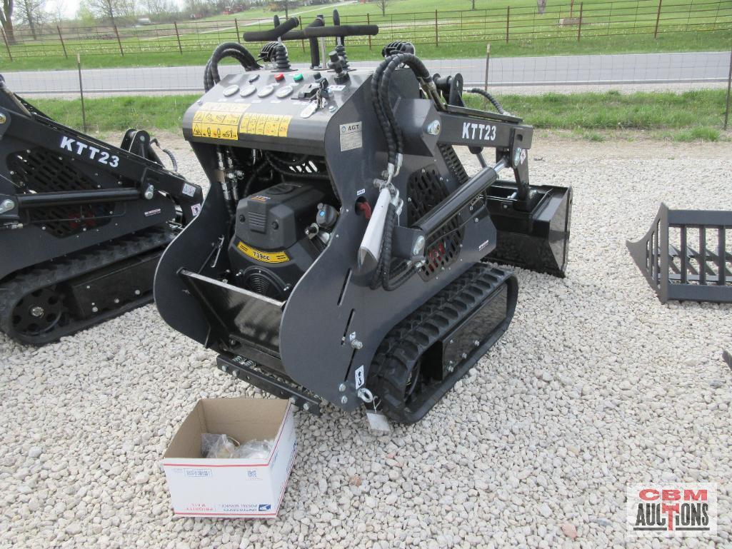 AGT KTT23 Mini Skid Steer Track Loader, 739cc Engine, Rubber Tracks, Quick Attach 32" Smooth Bucket,