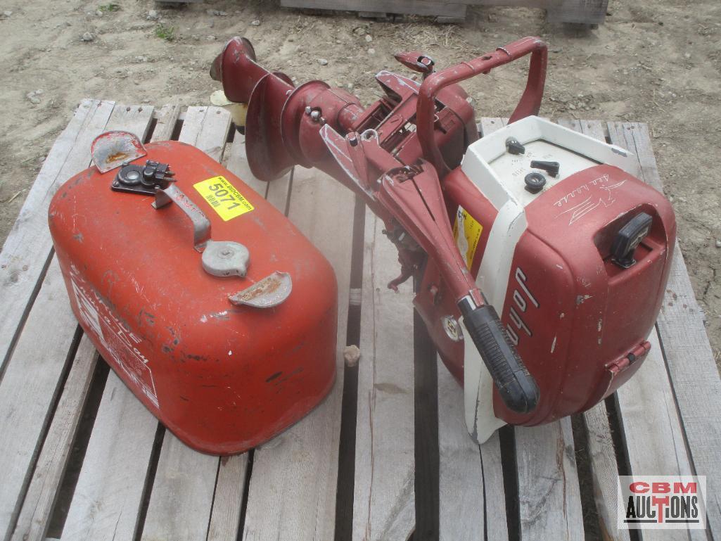 Johnson 5 1/2 Hp Seahorse Outboard Boat Motor & Gas Can (Seller Said Runs-NO TITLE)