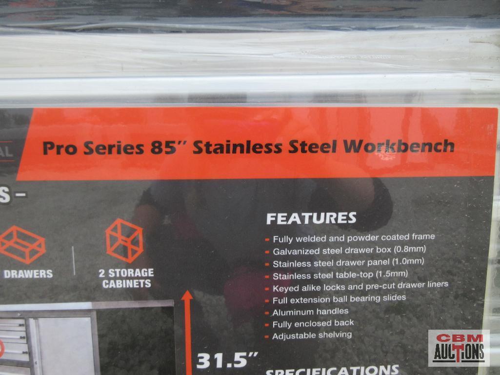 TMG-WB85S Pro Series 85'' Stainless Steel Workbench, Commercial Grade