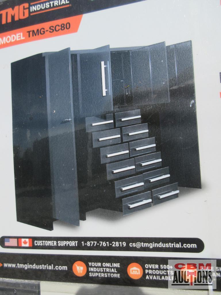 TMG-SC80 80" Tool Chest With 12 Drawers, Two Double Door Cabinets On Top Upright Storage Space On