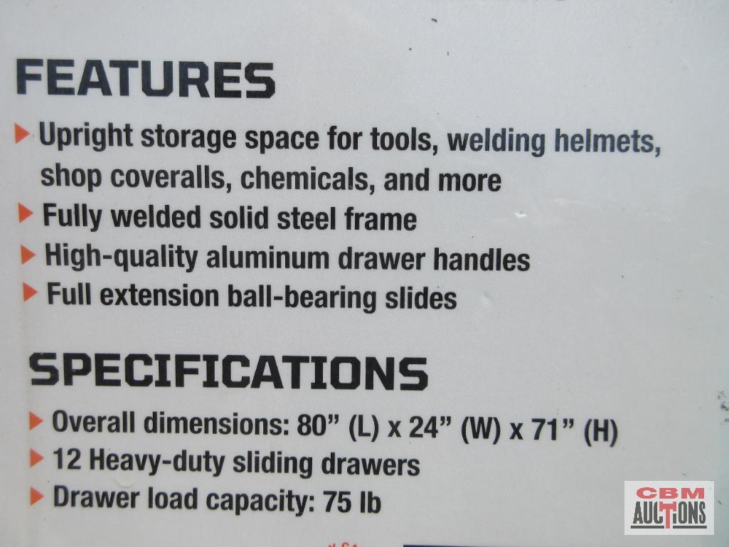 TMG-SC80 80" Tool Chest With 12 Drawers, Two Double Door Cabinets On Top Upright Storage Space On