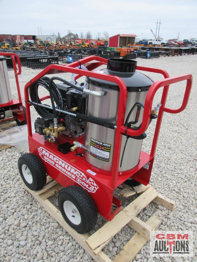 New Easy Kleen Magnum 4000 Series Gold Hot Water Pressure Washer, 3.5 GPM / 4000 PSI, Lifan 15hp Gas