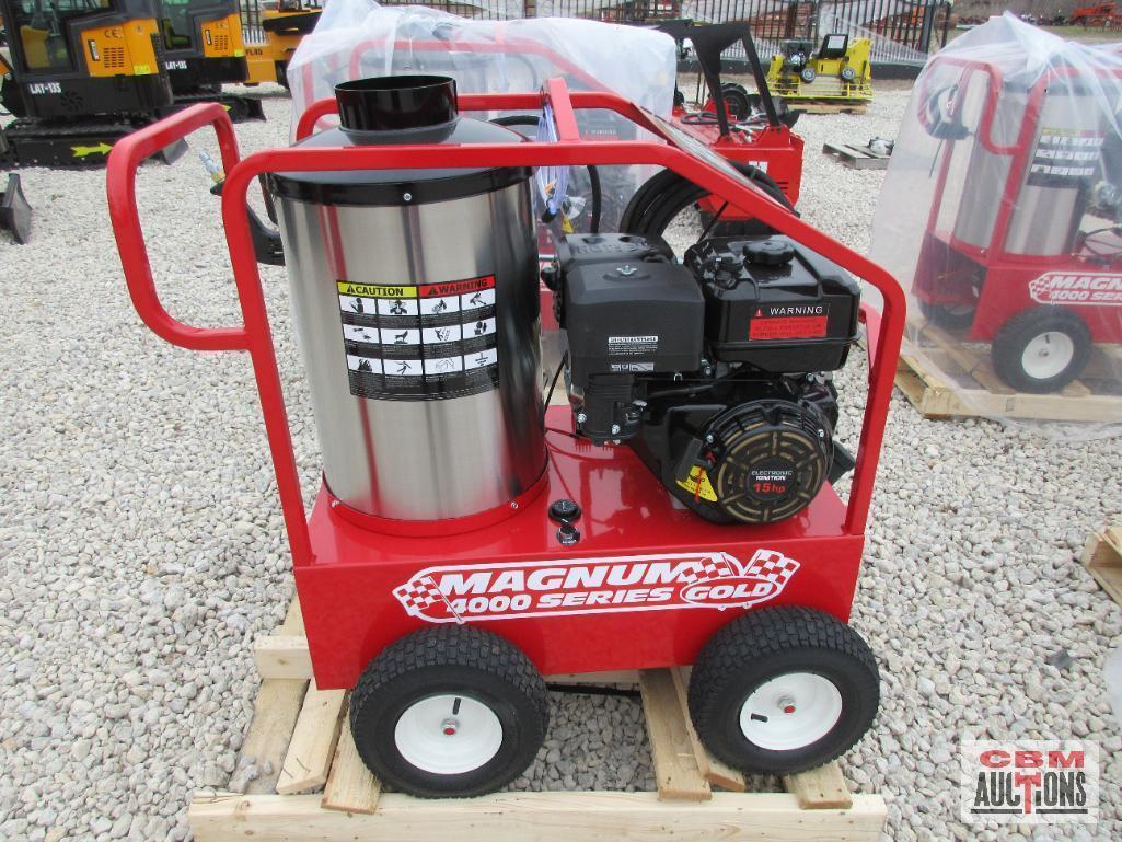 New Easy Kleen Magnum 4000 Series Gold Hot Water Pressure Washer, 3.5 GPM / 4000 PSI, Lifan 15hp Gas