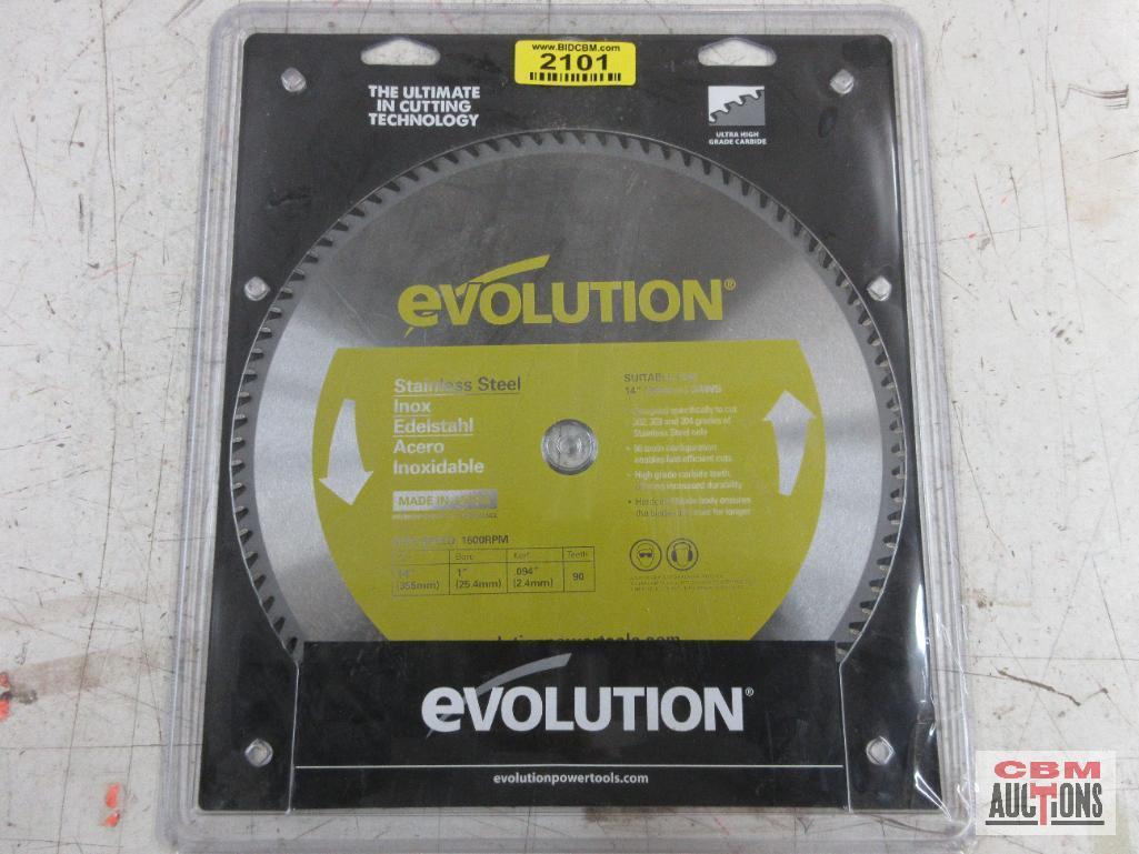 Evolution 03026 14" Saw Blade, 1" Bore, Kerf .094", 90 Teeth, 1600RPM - Stainless Steel...