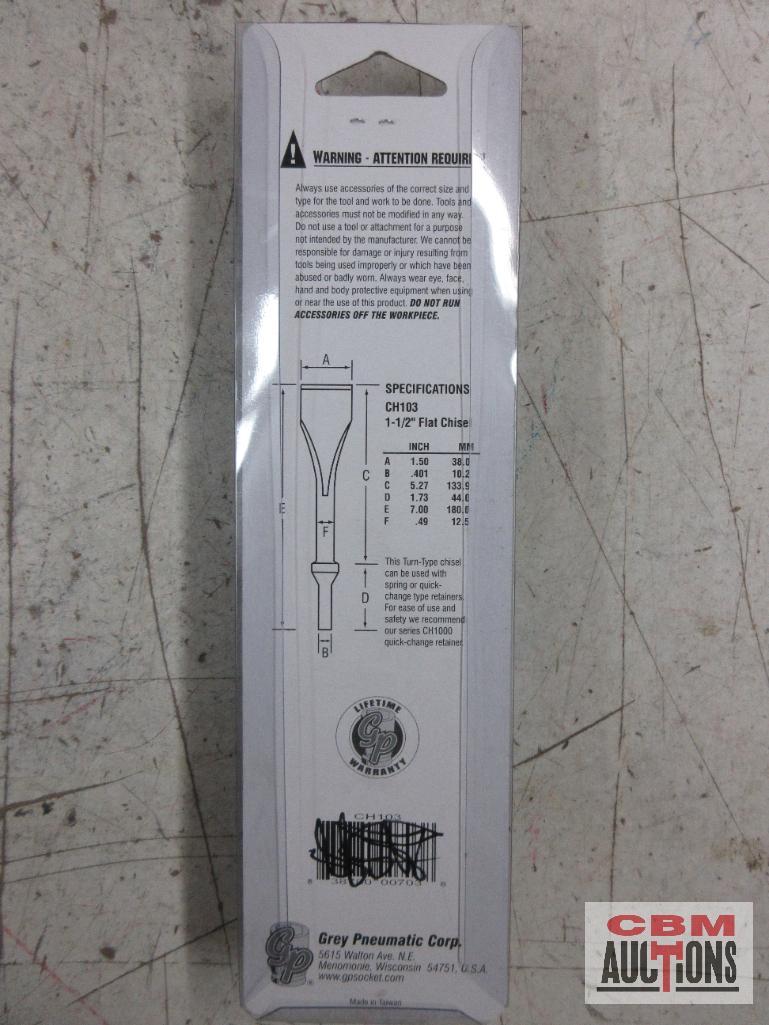 Grey Pneumatic CH100 1/2" Flat Chisel 7" Long .401 Shank CH101 5/8" Flat Chisel .7" Long 401 Shank