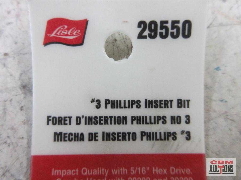 Lisle 29550#3 Phillips Insert Lisle 30180 #2 Phillips Insert Bit Lisle 30190 #4 Phillips Insert Bit