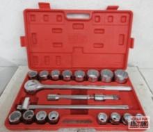 Wisdom 12-SK2134M-1 21pc Metric 3/4" Drive Socket Set w/ Molded Storage Case 19mm to 50mm 4" & 8"