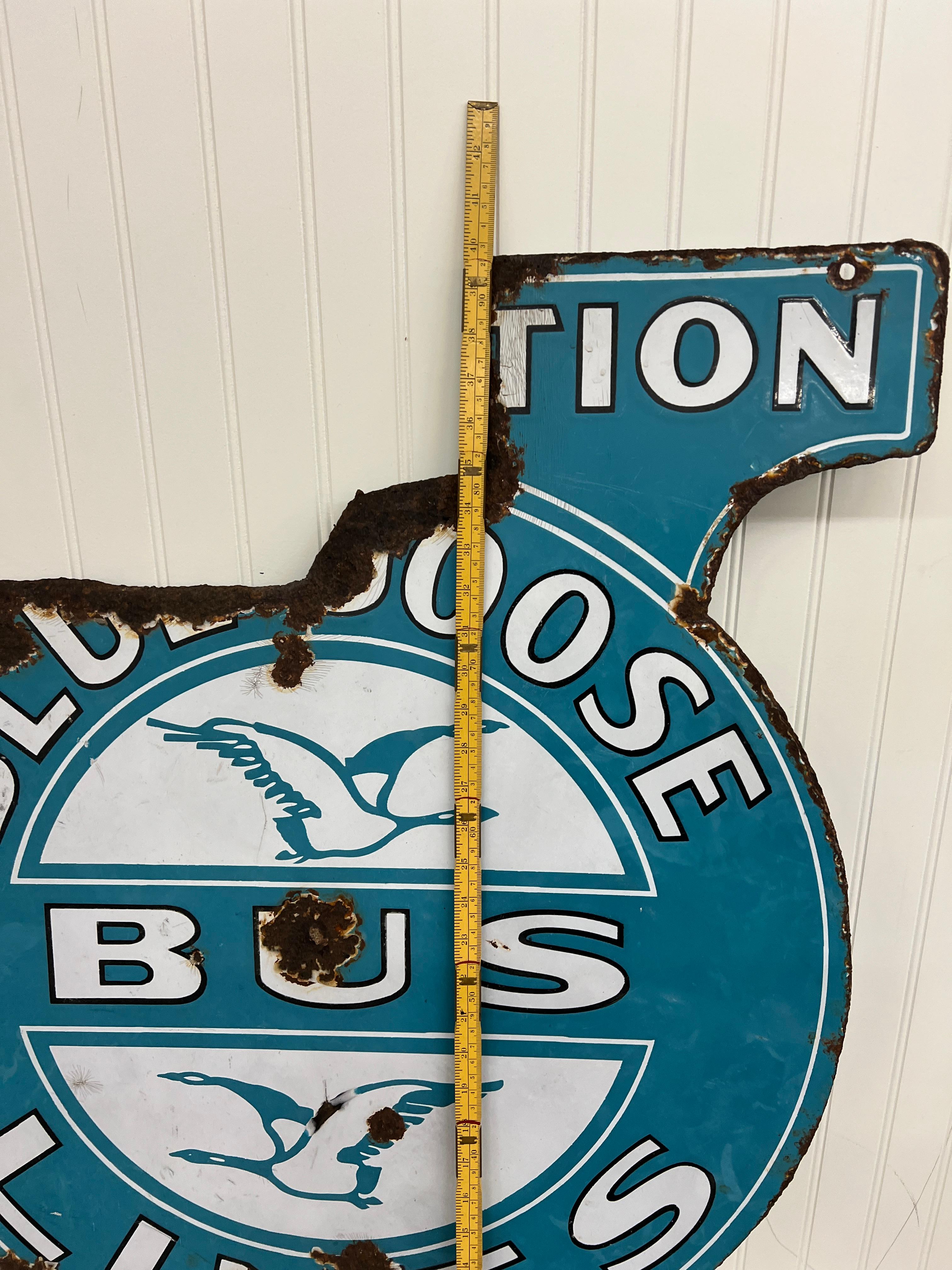 1920s rare BLUE GOOSE Bus Lines large porcelain sign