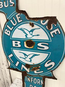 1920s rare BLUE GOOSE Bus Lines large porcelain sign