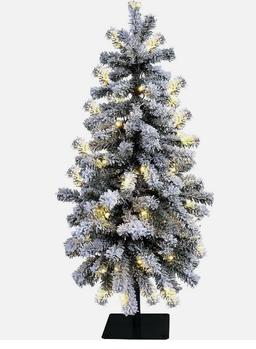 Feirui 3ft Snow Flocked Artificial Christmas Tree, 50 Warm White LED Lights